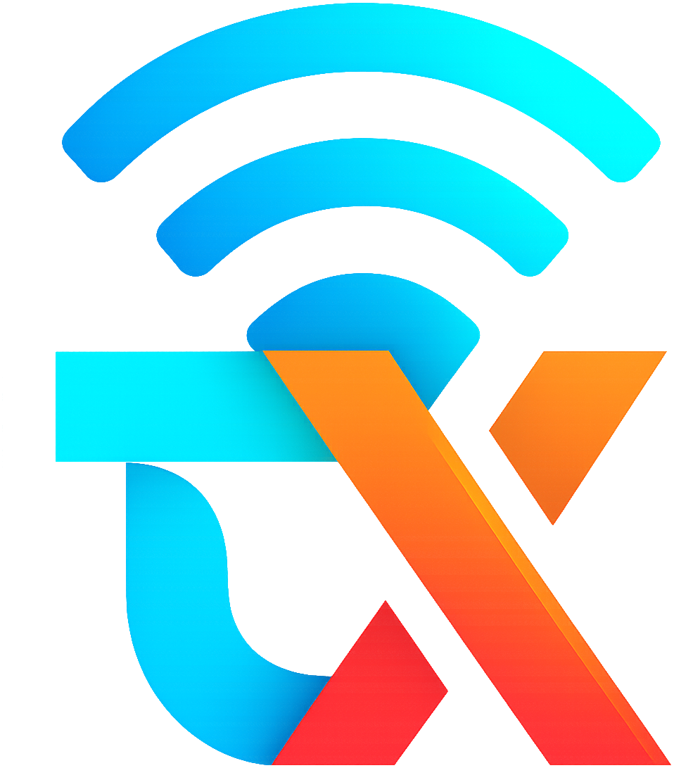 txing emblem shown as a tall cyan technical mark